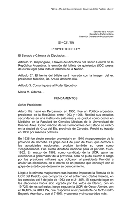 PROYECTO DE LEY El Senado Y Cámara De Diputados,… Artículo 1°. Dispóngase, a Través Del Directorio Del Banco