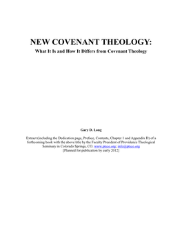 NEW COVENANT THEOLOGY: What It Is and How It Differs from Covenant Theology