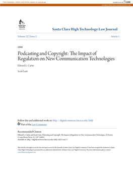 Podcasting and Copyright: the Mpi Act of Regulation on New Communication Technologies Edward L