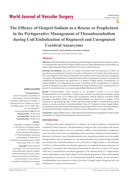 The Efficacy of Ozagrel Sodium As a Rescue Or Prophylaxis in The