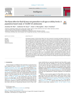 The Flynn Effect for Fluid IQ May Not Generalize to All Ages Or Ability