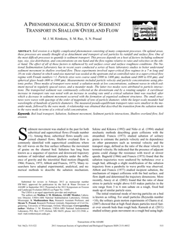 A Phenomenological Study of Sediment Transport in Shallow Overland Flow