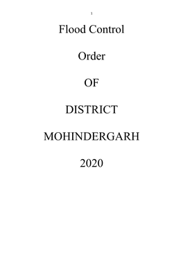 Flood Control Order of DISTRICT MOHINDERGARH 2020