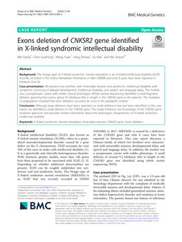 Exons Deletion of CNKSR2 Gene Identified in X-Linked Syndromic