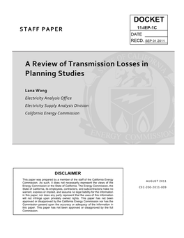 A Review of Transmission Losses in Planning Studies