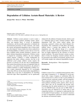 Degradation of Cellulose Acetate-Based Materials: a Review