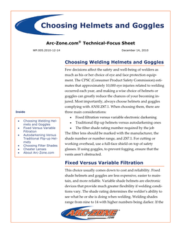 WP.005.2010-12-14 Choosing Welding Helmets and Goggles