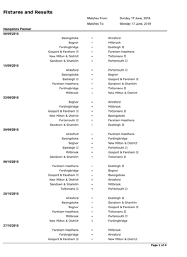 Fixtures and Results