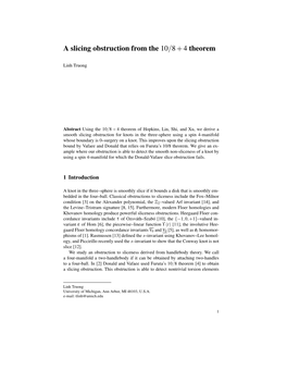 A Slicing Obstruction from the 10/8+4 Theorem