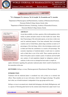 World Journal of Pharmaceutical Research Rajagopal Et Al