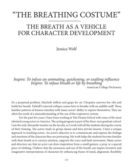 “The Breathing Costume” the Breath As a Vehicle for Character Development