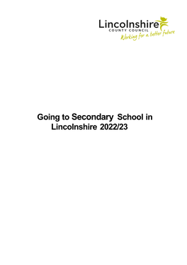 Going to Secondary School in Lincolnshire 2022/23
