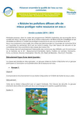 Réduire Les Pollutions Diffuses Afin De Mieux Protéger Notre Ressource En Eau »