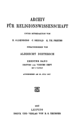 Archiv Für Religionswissenschaft