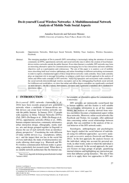 Do-It-Yourself Local Wireless Networks: a Multidimensional Network Analysis of Mobile Node Social Aspects