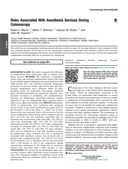 Risks Associated with Anesthesia Services During Colonoscopy Karen J