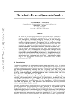 Discriminative Recurrent Sparse Auto-Encoders