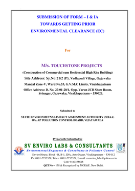 Submission of Form – I & Ia Towards Getting Prior Environmental Clearance