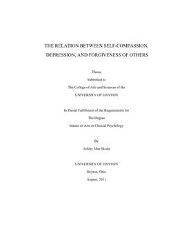 The Relation Between Self-Compassion, Depression, and Forgiveness of Others