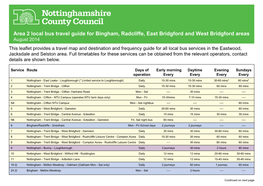 Area 2 Local Bus Travel Guide for Bingham, Radcliffe, East Bridgford and West Bridgford Areas