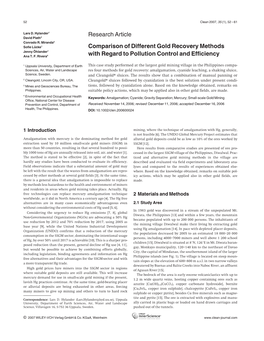 Comparison of Different Gold Recovery Methods with Regard To