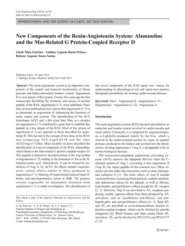 New Components of the Renin-Angiotensin System: Alamandine and the Mas-Related G Protein-Coupled Receptor D