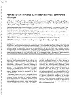 Actinide Separation Inspired by Self-Assembled Metal-Polyphenolic Nanocages