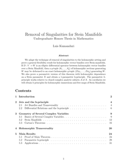 Removal of Singularites for Stein Manifolds