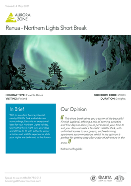 Ranua - Northern Lights Short Break