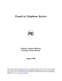 Trends in Telephone Service