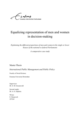 Equalizing Representation of Women and Men in Decision-Making