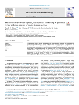 The Relationship Between Oxytocin, Dietary Intake and Feeding A