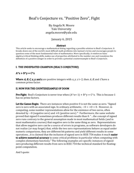 Beal's Conjecture Vs. 