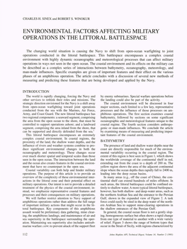 Environmental Factors Affecting Military Operations in the Littoral Battlespace