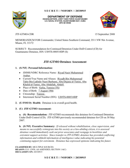 JTF-GTMO Detainee Assessment