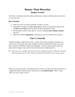 Botany: Plant Dissection Student Version