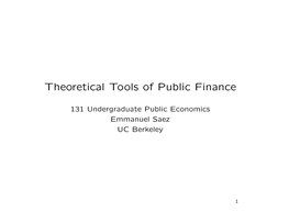 Theoretical Tools of Public Finance