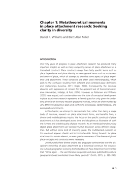 Chapter 1: Metatheoretical Moments in Place Attachment Research: Seeking Clarity in Diversity