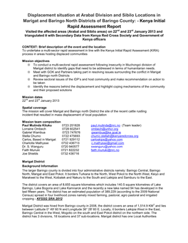 Displacement Situation at Arabal Division and Sibilo Locations In