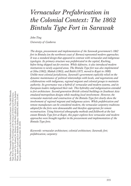 Vernacular Prefabrication in the Colonial Context: the 1862 Bintulu Type Fort in Sarawak