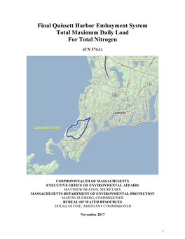 Final Quissett Harbor Embayment System Total Maximum Daily Load for Total Nitrogen