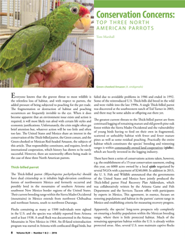 Conservation Concerns: T OP THREE NORTH a MERICAN PARROTS