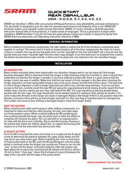 Quickstart Rear Derailleur