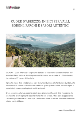 In Bici Per Valli, Borghi, Parchi E Sapori Autentici