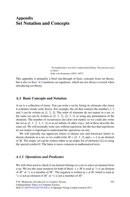 Set Notation and Concepts