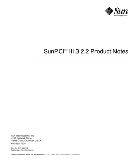 Sunpci III 3.2.2 Product Notes