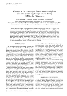 Changes M the Cephalopod Diet of Southern Elephant Seal Females at King George Island, During EI Nifio-La Nifia Events