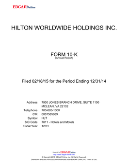 Hilton Worldwide Holdings Inc