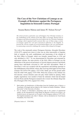 The Case of the New Christians of Lamego As an Example of Resistance Against the Portuguese Inquisition in Sixteenth Century Portugal