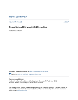 Regulation and the Marginalist Revolution